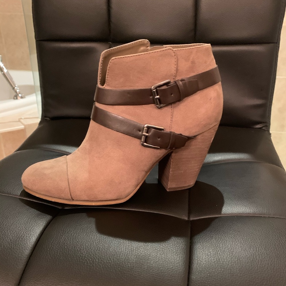 Brown suede booties